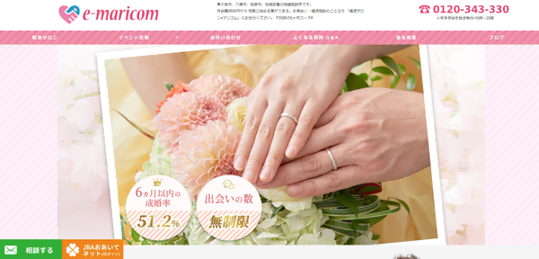 婚活サロンeマリコムの公式HPキャプチャ