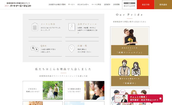 パートナーエージェントの公式HPキャプチャ